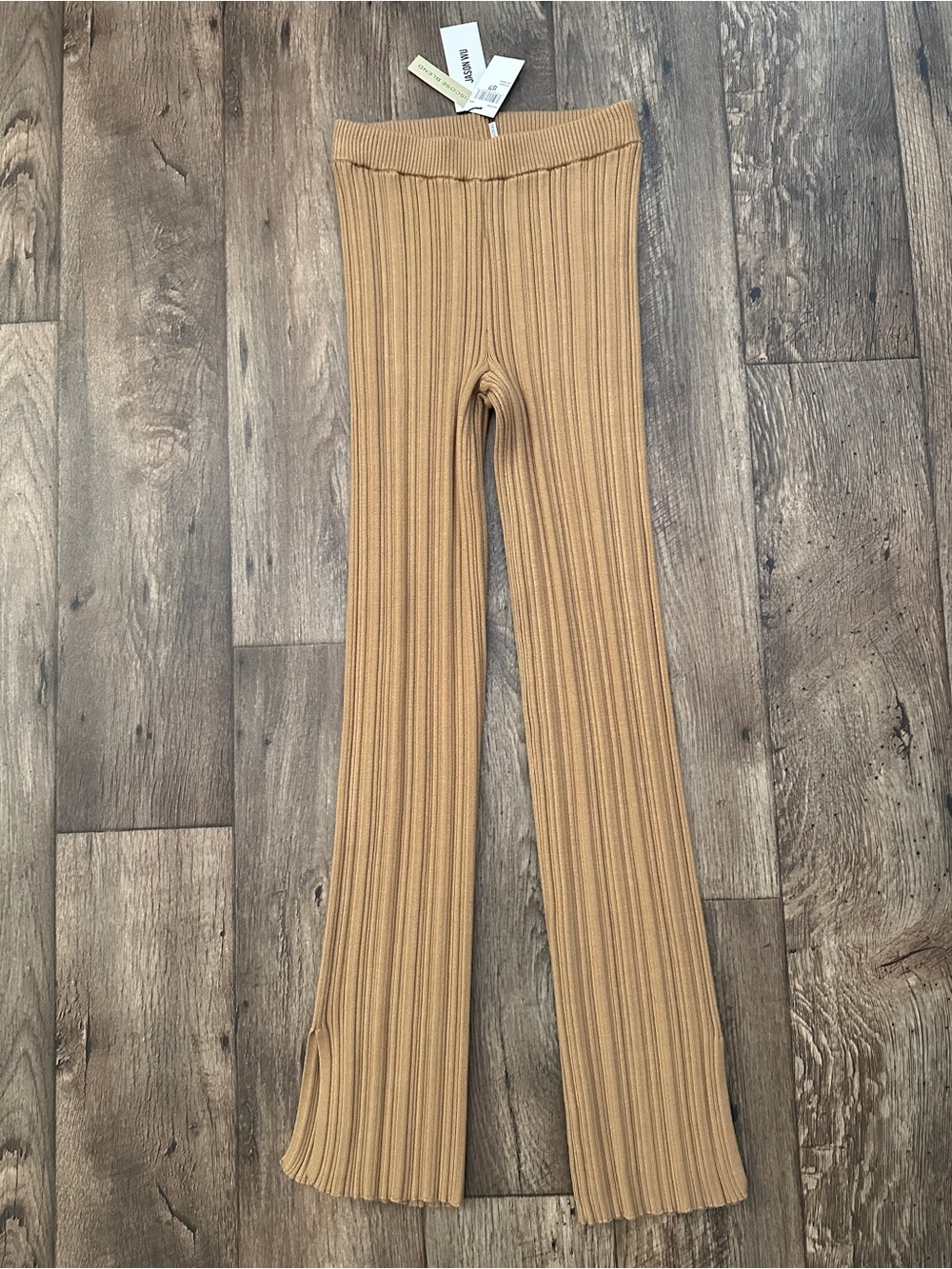 Jason Wu High Stretch Ribbed Straight Pants Women’s Size XS Tan Brown